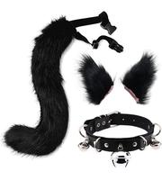 Yihaoyi Ensemble 3 pièces pour enfants en fausse fourrure : Collier ras-du-cou réglable, Queue de renard, Bandeau oreilles et Épingle à cheveux pour Costume de Cosplay d'Halloween