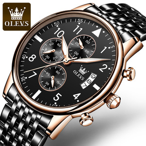 OLEVS 2869 Montres-bracelets de luxe pour hommes en or Montres de marque pour hommes Montre à quartz pour homme Étanche en acier inoxydable Mode Affaires <span class=keywords><strong>Calendrier</strong></span> - Product Image 2
