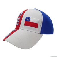 Casquette de baseball unisexe de haute qualité Ever Fortune à 6 panneaux avec drapeau du Chili, logo personnalisé, broderie 3D en relief, vente en gros, premium, sportive