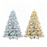 Sapin de Noël pré-éclairé en PE+PVC, feuilles de saule floquées, arbre artificiel enneigé sur pied pour hôtels et centres commerciaux