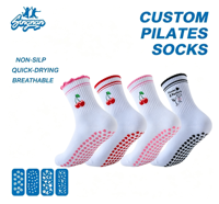 Chaussettes de Pilates personnalisées pour femmes, antidérapantes, en coton, à la cheville, pour le yoga, avec logo personnalisé, motif antidérapant, pour l'entraînement, la barre et le fitness
