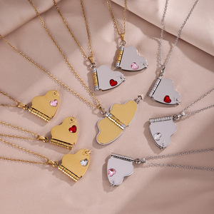 Collier pour maman en acier inoxydable, étanche et inaltérable, avec pendentif cœur tendance en bambou, ouvrable en forme de <span class=keywords><strong>livre</strong></span>, gravure personnalisée, Fête des Mères - Product Image 2