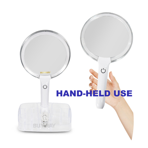 Bán buôn tùy chỉnh lớn LED cầm tay Gương trang điểm 3x <span class=keywords><strong>5x</strong></span> 10x Magnifying Sides hai mặt Vanity gương biểu tượng tùy chỉnh Glass kết thúc - Product Image 4
