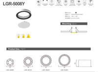 Plafonnier LED suspendu rond à montage en surface, luminaire suspendu à double pont, 60/90/120w