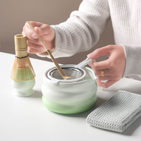 Ensemble complet de préparation au matcha Japandi, 10 pièces, design élégant dégradé, kit d'outils pour le matcha, idéal pour offrir en cadeau et pour la marque