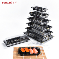 Sunzza-funda de plástico desechable para comida, protector anti-niebla de hoja dorada SZ01, caja de comida para sushi, embalaje para llevar