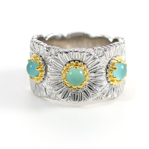 Anillo de Plata Pura con Ágata Azul y Diseño de Margarita para Mujer - Nuevo Estilo, de Alta Gama, Elegante, Marca Australiana, Popular en la Plataforma Redbook - Product Image 1