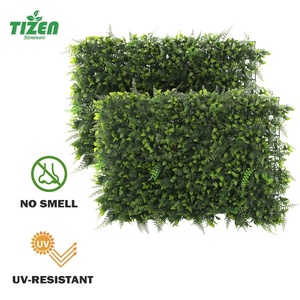 Tizen заводская цена зеленое декоративное растение Искусственные пластиковые листья Зеленая трава настенная панель зеленая стена фон - Product Image 3