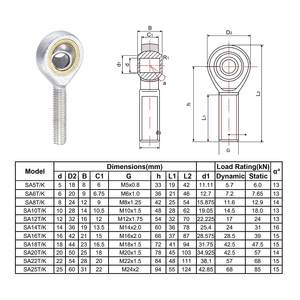 Rodamiento de Extremo de Varilla SA12TK de Acero Inoxidable Profesional, Rótula Flexible con Rosca, Precio Competitivo - Product Image 2