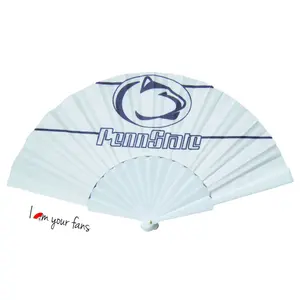 Wholesale Logo Plastic Printing Custom Hand Fan Promotional Plastic Skeleton Folding Fabric Hand Fan for Advertisement