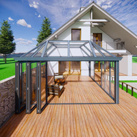 Véranda Moderne Personnalisée à Toit Polygone en Aluminium et Verre, Rétractable, Écologique, Alimentée par Énergie Solaire, pour Chambre, Cuisine, Hôtel