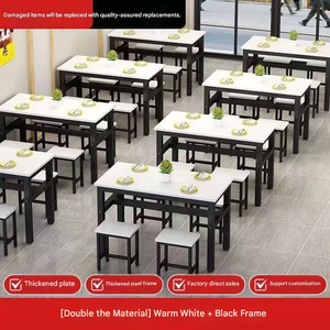 Juego de Mesa y Sillas de Comedor de Madera Moderna para Restaurante o Cafetería, Acabado Natural, Estructura de Metal Negro, Capacidad para 4 Personas - Product Image 5