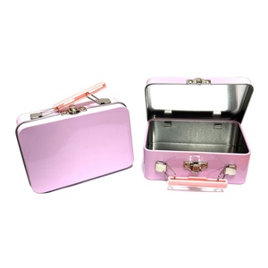Caja de Metal Rectangular con Asa Rosa para Brillo Labial, Caja de Almacenamiento de Cosméticos, Lata Portátil con Tapa Abatible y Asa, Caja de Embalaje Metálica - Product Image 3