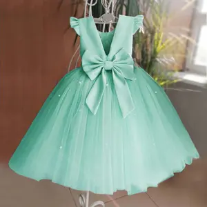 새로운 패션 웨딩 파티 어린이 공주 레이스 드레스 소녀 귀여운 옷 어린이 소녀 원피스 bowknot 달콤한 스커트
