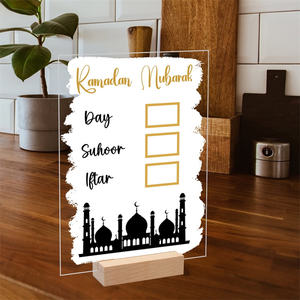 Ramadan-Dekorationen 2026 Muslimischer Islamischer Ramazan Hari Raya Eid Mubarak Mond Stern Acryl Handschrift Countdown-Kalender Eid-Deko - Product Image 5