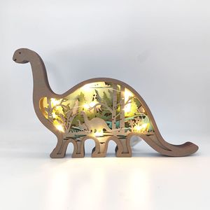 Uionen Hand Carved Forest Animal Wooden Craft Dinosaur Figurine Home Office Desktop Decorative <b>Ornament</b> - Product Image 4