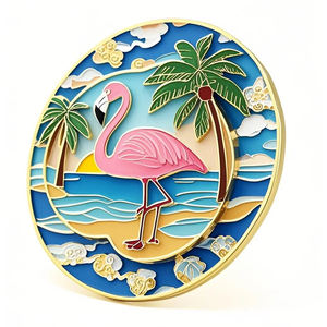 Imán <span class=keywords><strong>de</strong></span> Refrigerador Metálico con Diseño <span class=keywords><strong>de</strong></span> Playa <span class=keywords><strong>de</strong></span> Bonaire y Aruba, Recuerdo <span class=keywords><strong>de</strong></span> Flamenco con Esmalte Suave y Diseño Costero - Product Image 3