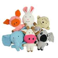 Personnalisé mignon cochon lapin éléphant vache grinçant velours côtelé chiot en peluche jouets à mâcher Animal en peluche chien jouet