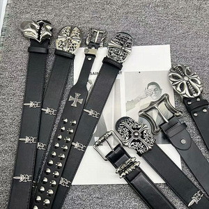 Cintura intrecciata in lega intagliata in stile Cro con fibbia a teschio, design per coppie, ispirata alle celebrità, stile Dark Punk Gothic, da uomo e da <span class=keywords><strong>donna</strong></span> - Product Image 1