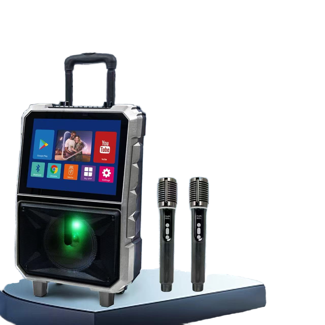 2110 Home KTV All in One Machine With Screen Dual Microphone Karaoke Player Outdoor Portable Trolley Speaker for Square Dance