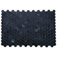 Carrelage hexagonal noir 2 "Mosaïque en pierre naturelle en marbre Nero Marquina pour revêtement de sol et carrelage mural