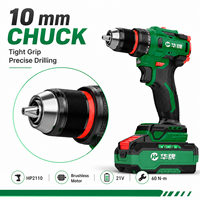 Perceuse sans fil 21V Brushless HP2110 avec double batterie Lithium-Ion 4.0Ah, lumière LED, 60N.m, mandrin 10mm, qualité industrielle OEM