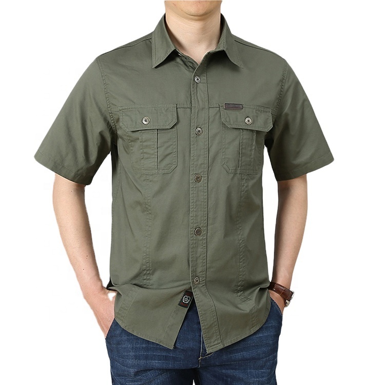 Holiday Outdoor Recreation Regular Fit Casual Button Down Shirts for Men Wrinkle Resistant Short Sleeve Dress Shirt