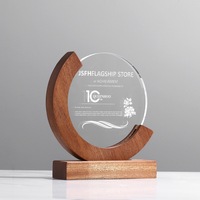Trophée de Cristal Rond en Bois pour Cadeau Souvenir d'Usine en Gros, Plaque de Récompense par Sublimation MH-NJ00684