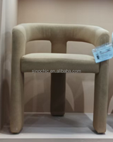 Fauteuil de salle à manger en tissu Boucle KD 3 pieds Beige crème Meilleur fauteuil de salle à manger avec revêtement doux au toucher
