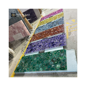 Bán buôn tự nhiên mờ Backlit hồng/vàng/xanh/đỏ/tím/xanh Agate đá slab - Product Image 3