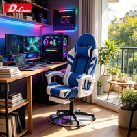 Fauteuil de jeu inclinable en cuir PU avec appui-tête, support lombaire, massage intégré, accoudoirs réglables, repose-pieds extensible et convertible