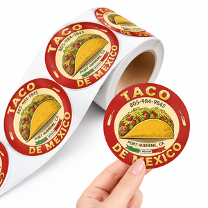 Adesivi Rotondi Personalizzati per Imballaggi Fast Food, Etichette Sigillanti in Vinile Impermeabili con Logo Stampato, Rotolo di Etichette Sigillanti per Alimenti - Product Image 3