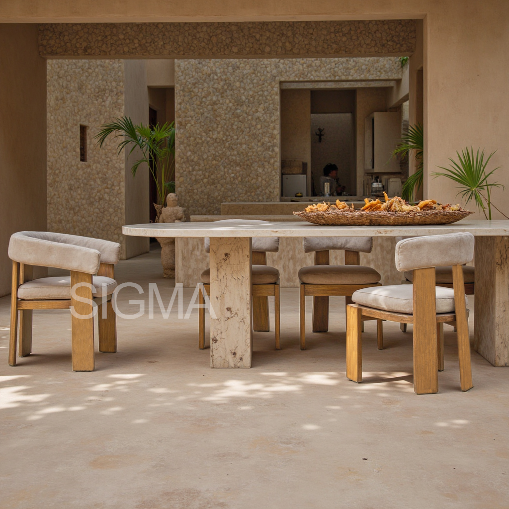 Custom Garden Furniture Set Solid Wooden Dining Set All Weather Teak Wood Outdoor Dining Chair