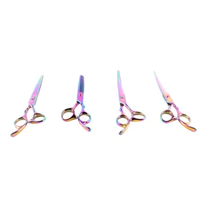 New Product Ideas 4pcs Set Professional Stainless Steel Pet Dogs Grooming Scissors straight & Thinning & Curved Scissors