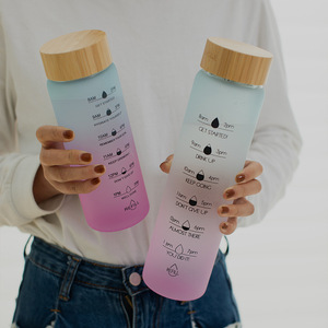 Bouteille <span class=keywords><strong>d</strong></span>'eau en verre de grande capacité 700/1000 ml pour adultes et étudiants, avec marqueur de temps, pour l'été - Product Image 3