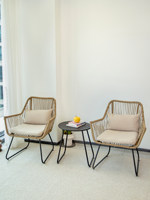 Ensemble de table et chaises d'extérieur en rotin 3 pièces pour balcon, design moderne et simple, 2 places, pour cour et terrasse