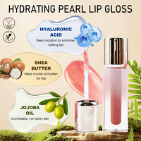 Gloss à lèvres liquide transparent argenté scintillant, naturel, végétalien, hydratant, brillant, en vrac, de luxe, non toxique, sans cruauté, couleur nude