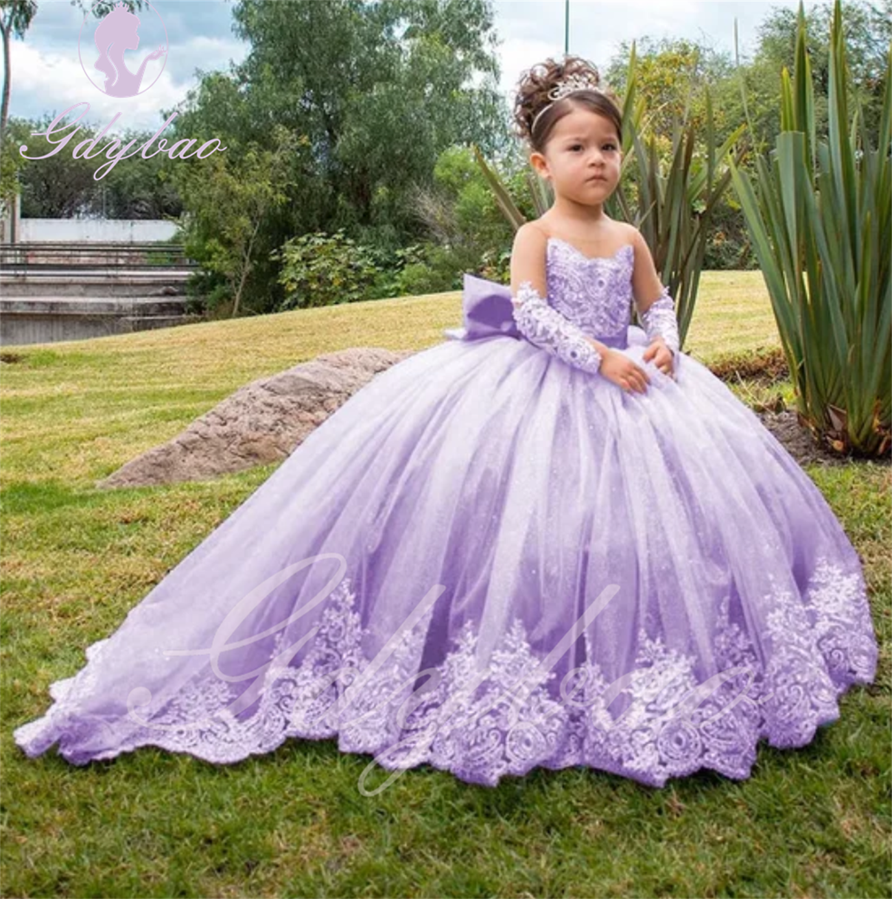 open lace back dress Sunnypetal Gold Satin Puffy Princess Flower Girl Dresses Short Big Bow –  sunnypetal