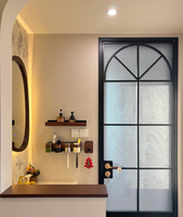 Puerta Plegable Moderna de Acero Inoxidable y Vidrio
