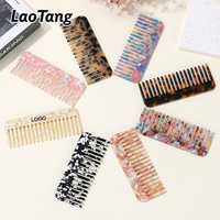 Peigne à cheveux antistatique multicolore en acétate, portable, à dents larges, pour femmes - Grande vente
