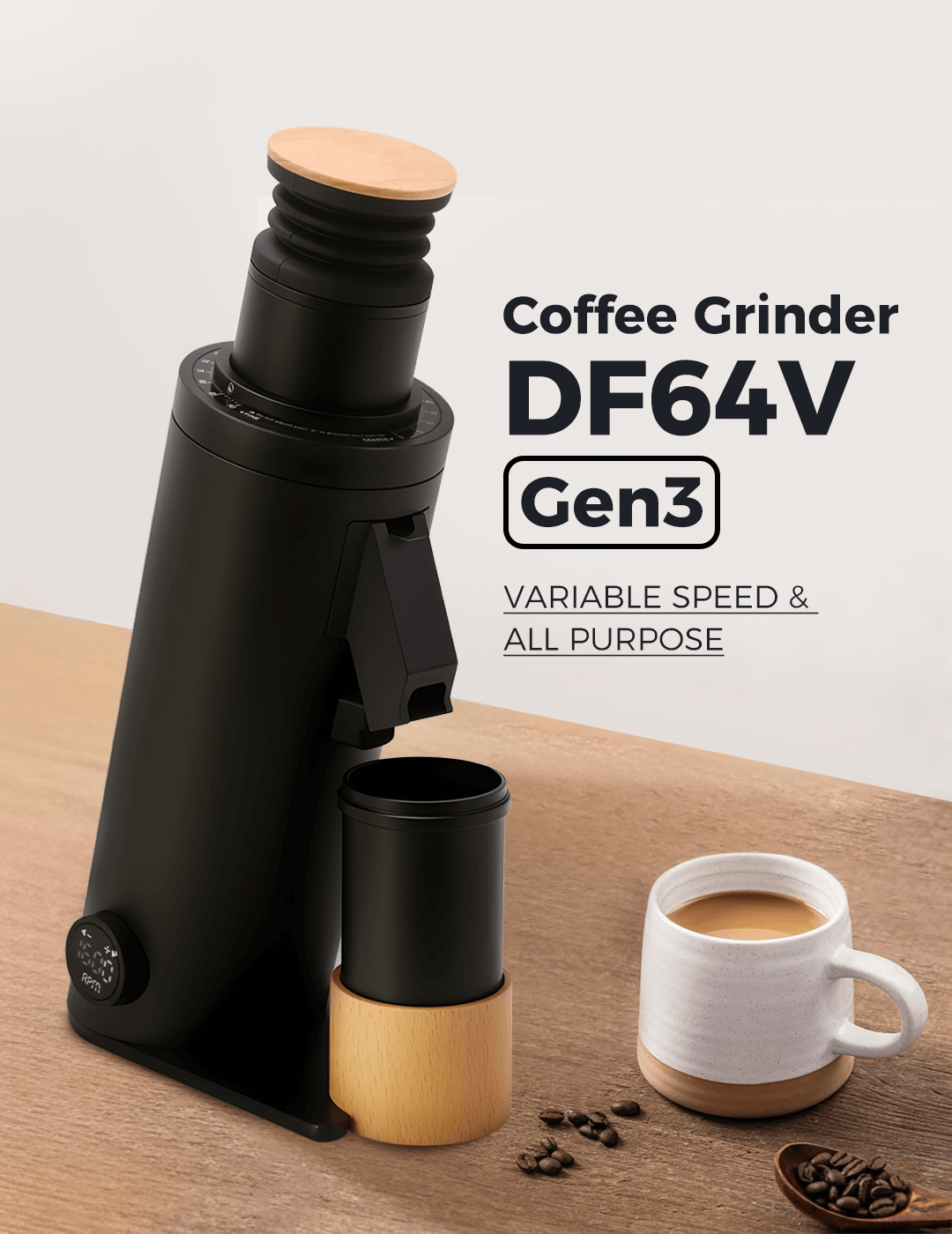 Qika Coffee DF64V Gen3 - Versatile Electric Coffee Grinder