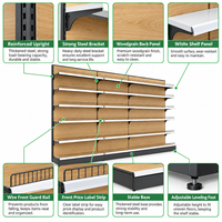 Étagère de présentation pour supermarché, robuste, simple face, en bois, pour magasin de détail, épicerie, étagère murale en métal réglable