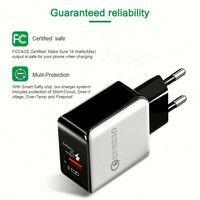 Échantillon gratuit, prise EU, charge rapide 18W, charge rapide 3.0, adaptateur de chargeur mural USB simple pour téléphone portable Android, voyage