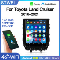 STWEI Écran de style Tesla 12,1 pouces Autoradio GPS Navigation pour Toyota Land Cruiser LC200 2016-2021 Lecteur multimédia vidéo Carplay