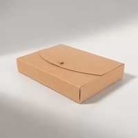 Boîte d'expédition en papier kraft à rabat incurvé, carton brun naturel, fermeture semi-circulaire à languette, rectangle plat, vente en gros, fabricant
