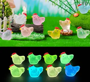 Decoración de jardín de hadas huevos gallina juguetes figuritas terrario miniatura pollo luminoso