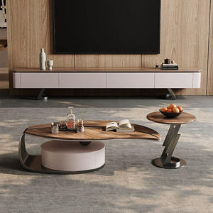现代家居家具套装实木电视柜叶形茶几支架客厅新设计流行石材 - Product Image 1