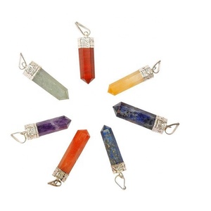 High quality <b>Crystal</b> Pendant 7 chakra stone Point <b>Healing</b> Gemstone Pencil <b>Crystal</b> Hexagonal point Jewelry Necklace Wholesaler - Product Image 1