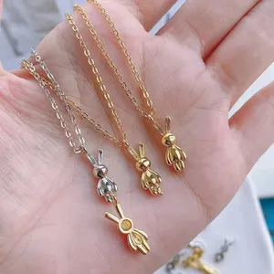 Cute Golden Bear Pendant Necklace Wild Animal Little Rabbit Gold plated charms Pendant Necklace Copper For Women