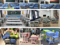 Meubles de classe pour école primaire de conception moderne GUANGWEI, bureau et chaise pour enfants en plastique à hauteur réglable